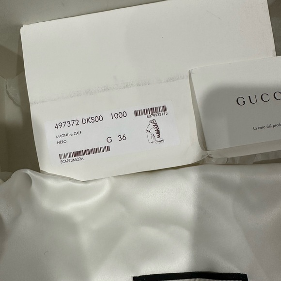 Gucci Magnum Calfskin Pearl Lace Up Combat Ankle Black Boots - Picture 11 of 11